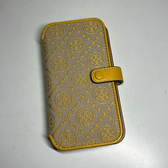 Tory Burch T Monogram Jacquard Yellow Folio For IPhone 12 Para o Max - Picture 10 of 16